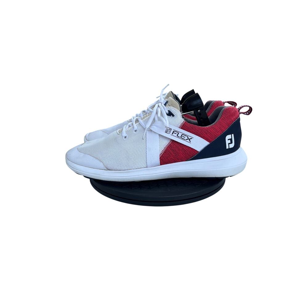 Mens Footjoy FJ Flex US Open Edition Spikeless Golf Shoes Size 10.5 White Blue
